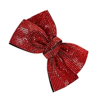 shiny super flash chinese style hair clip child hair accessories new year headdress red bow hairclip rhinestone hairpin