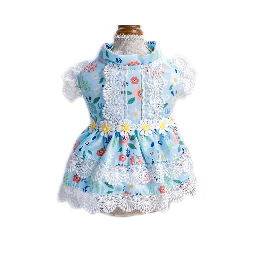 

Pet Clothes Teddy Bear Summer Floral Dress Princess Lace Flowers Dog Cat Fadou Schnauzer Small Animals
