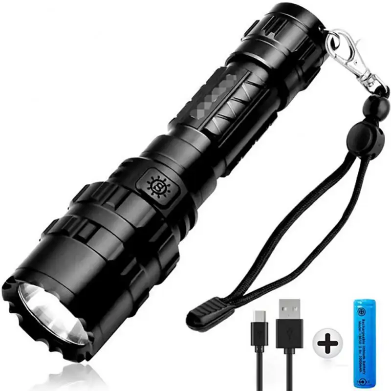 

Ultra Bright LED Flashlight Outdoor Emergency LED Lamp Waterproof Torch Zoomable 5 Lighting Modes Multi-function USB Charging
