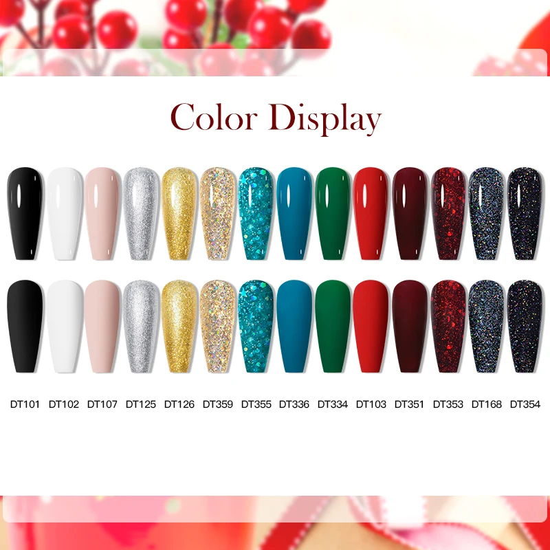 6 шт. блестящие красные и зеленые гель-лаки для ногтей