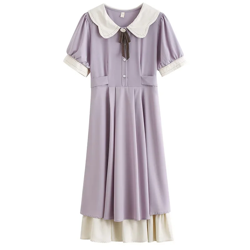 2024 новое летнее женское платье с рюшами по краям для похудения короткими