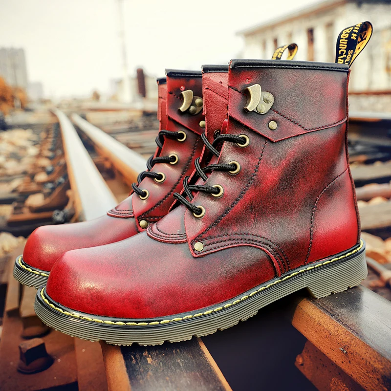 

Men's Ankle Boots Casual Boot Leather Vintage Lace Up Fashion Casual Hiking Shoes Fashion Driving Outdoor Motorcycle Shoes