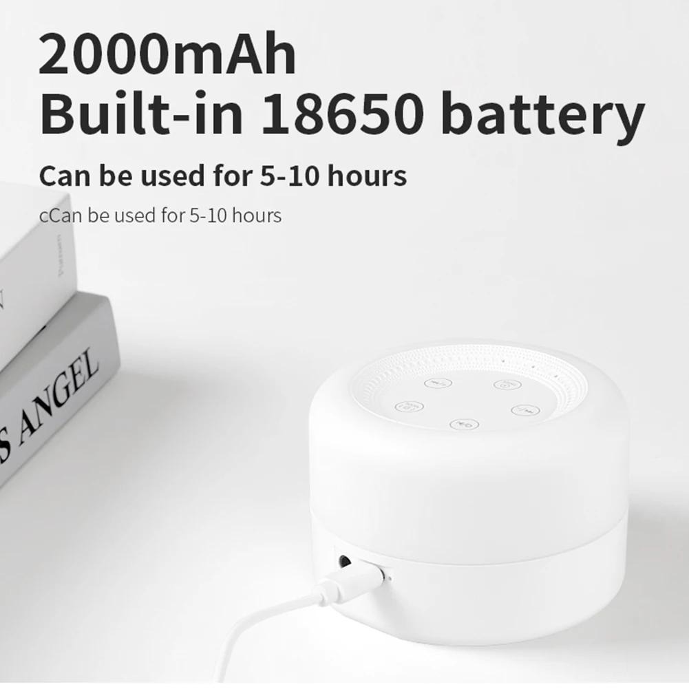 

White Noise Machine with Night Light Desktop White Noise Machine Portable Touch Adjustable USB Rechargeable for Home Travel