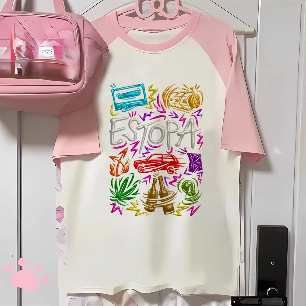 Футболки Estopa женские в стиле Харадзюку Мягкая тканевая комиксная футболка