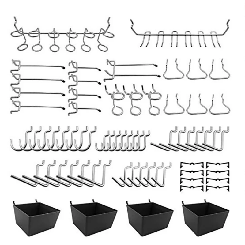 

81Pcs Pegboard Hooks Assortment with Pegboard Bins Peg Locks Tools Organizers Over The Door Hooks for Hanging