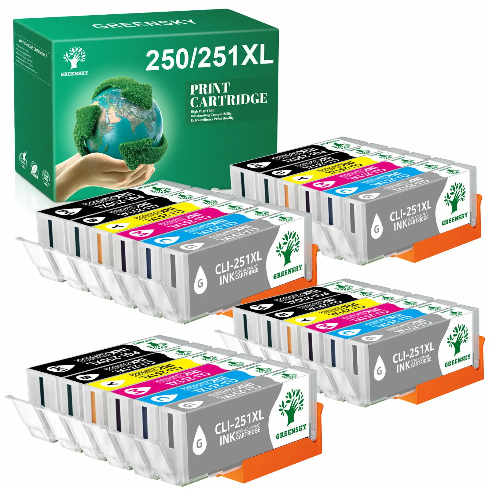 24 посылка Ink #250 #251 4-SET подходит для принтера Canon # 250XL 251XL MX922 MG5520 IP7220