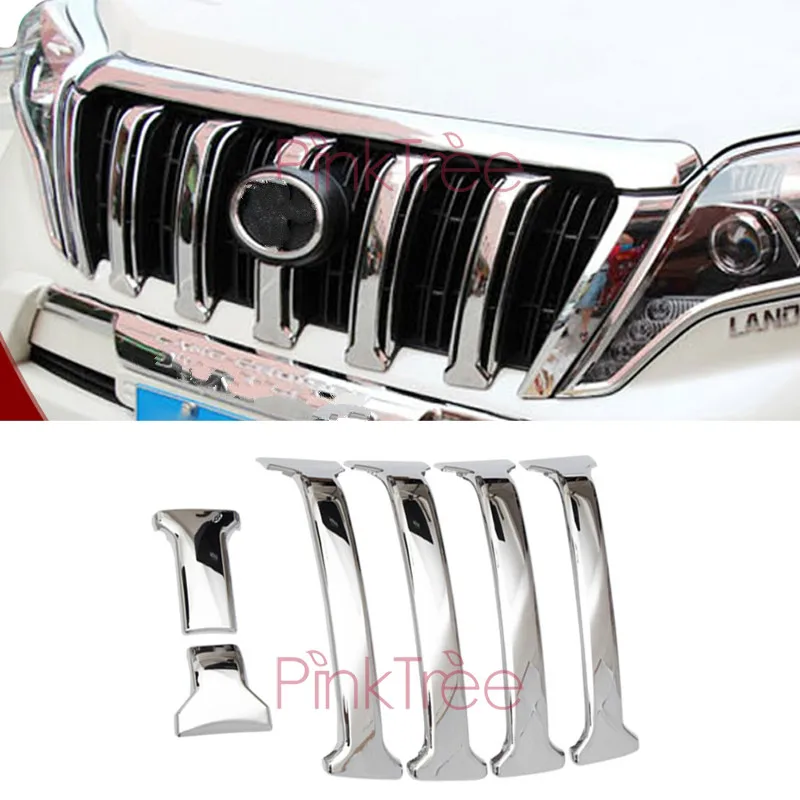 

For Toyota Land Cruiser 150 Prado J150 2014 2015 2016 Chrome Front Grilles Trim with / without hole Car Styling Tuning Accessory