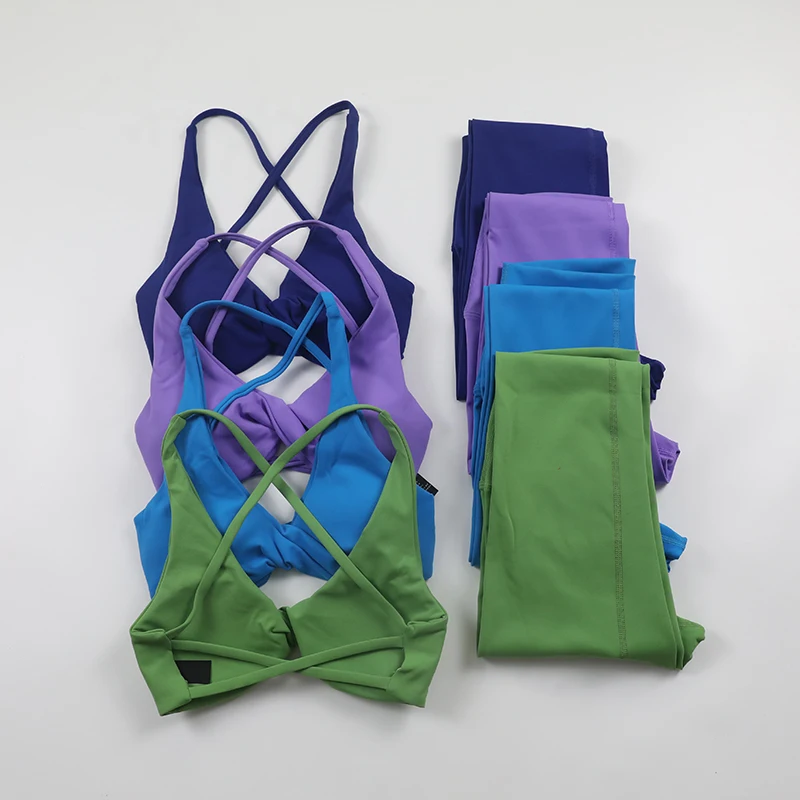 Женский мягкий комплект для йоги из 2 предметов тренировочная одежда спортивная