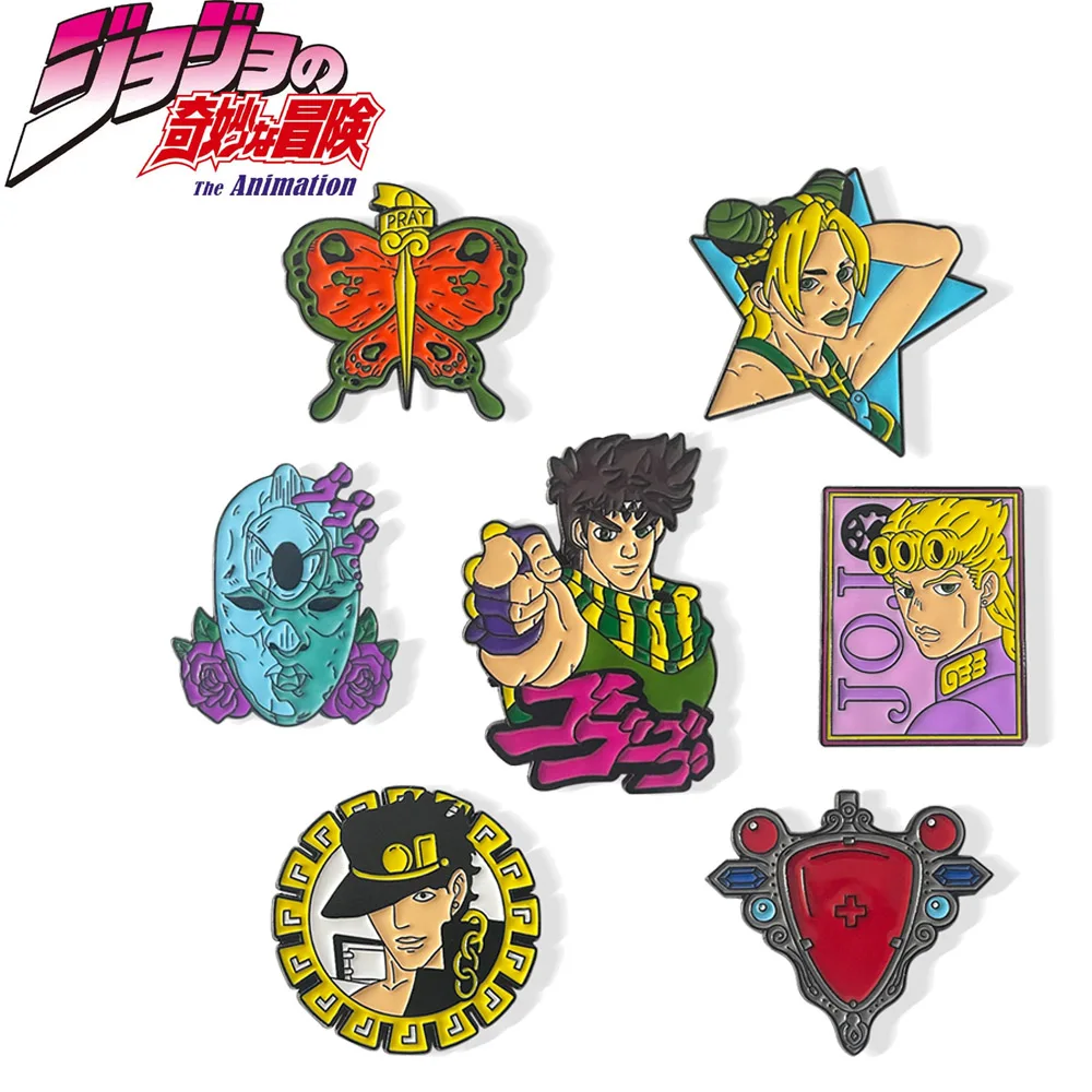 

Anime JoJo Bizarre Adventure Pins Brooches Stone Mask Joseph Joestar Kujo Jotaro Lapel Badge Enamel Pin Jewelry Gift For Friend