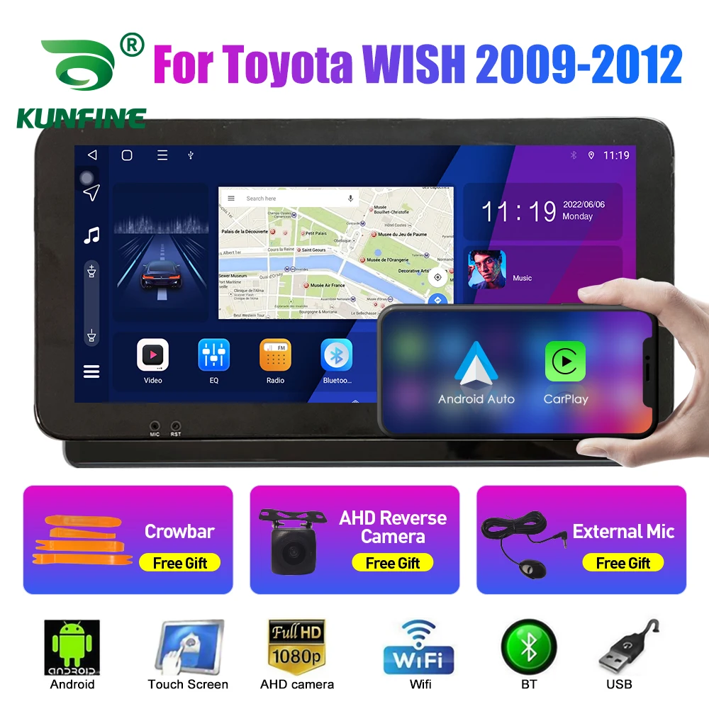

Автомобильный радиоприемник 10,33 дюймов для Toyota WISH 2009-2012 2Din Android Восьмиядерный автомобильный стерео DVD GPS навигатор плеер QLED экран Carplay