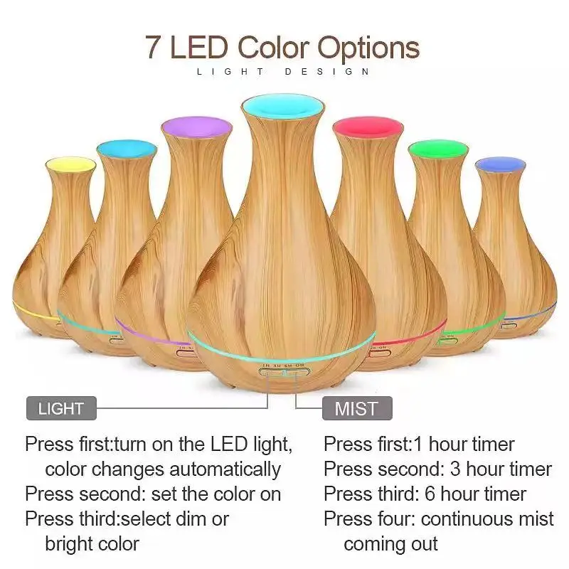 550 мл диффузор аромата эфирного масла с дистанционным управлением под дерево