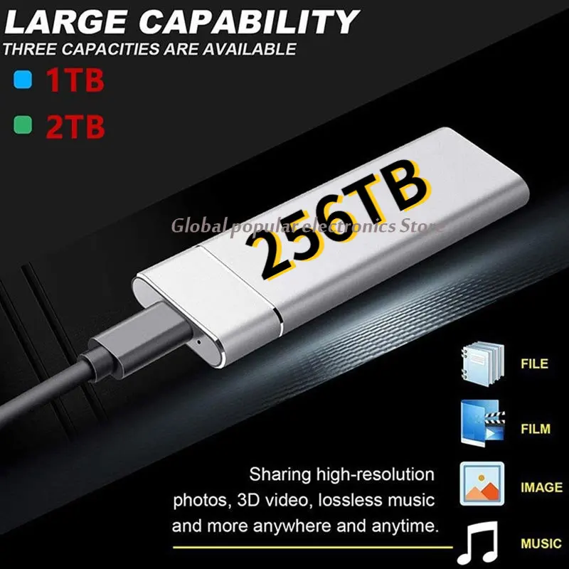 

High-speed SSD 1TB Mobile Solid State Drive Portable 500GB External Storage Decives Type-C USB 3.1 Interface for Laptop/PC/ Mac