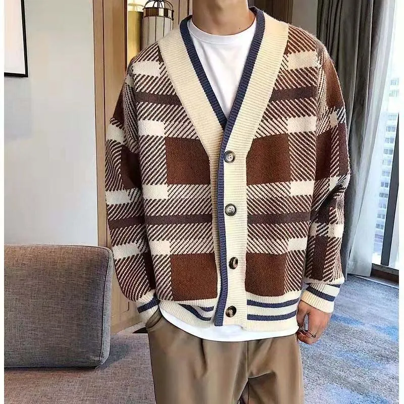 New Men's Casual Cardigan Korean Version Of The Laziness Sweater Male Wild Coat Loose Thick Wool Outer Needle Sweater