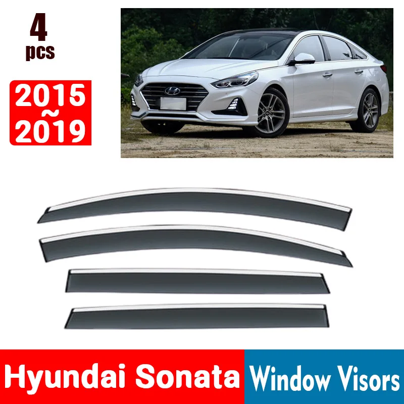 FOR Hyundai Sonata 2015-2019 Window Visors Rain Guard Windows Rain Cover Deflector Awning Shield Vent Guard Shade Cover Trim