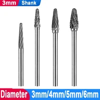 2pcs 3mm shank tungsten carbide burr bit rotary files milling cutter rotary tool burr engraving heads tools dremel accessories