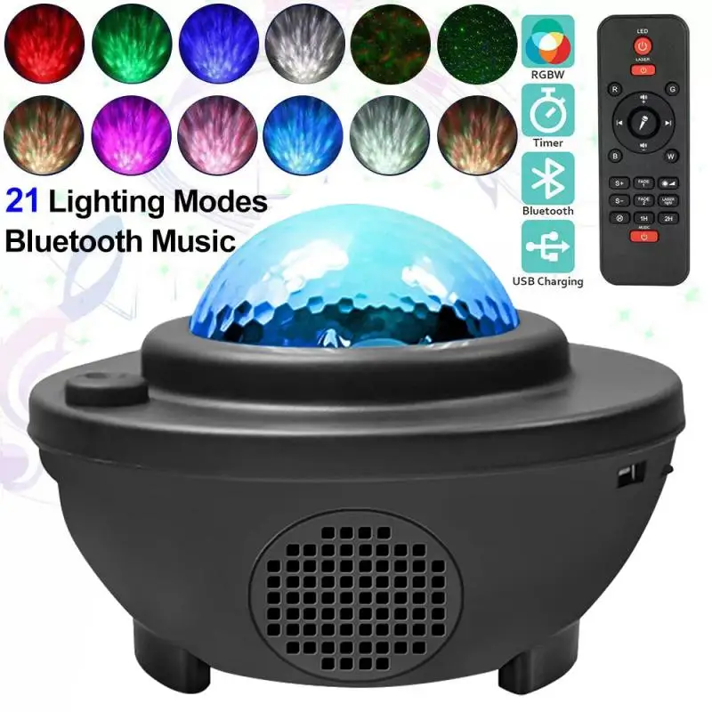 

Colorful Starry Sky Projector Water Wave LED USB Music Player LED Night Light Projection Lamp Birthday Gift For Kids