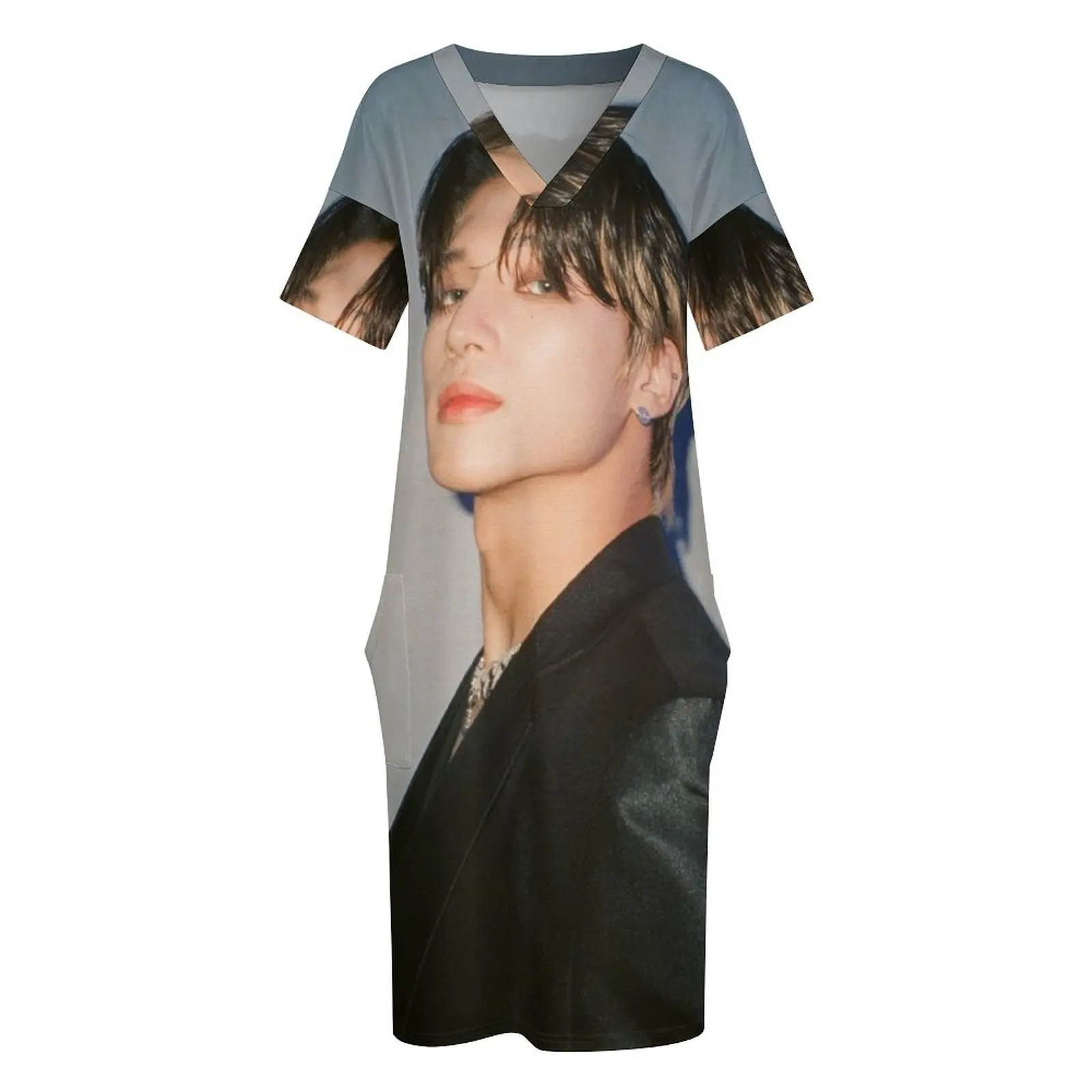 ATEEZ Wooyoung свободное платье с карманами танцевальные платья женское элегантное