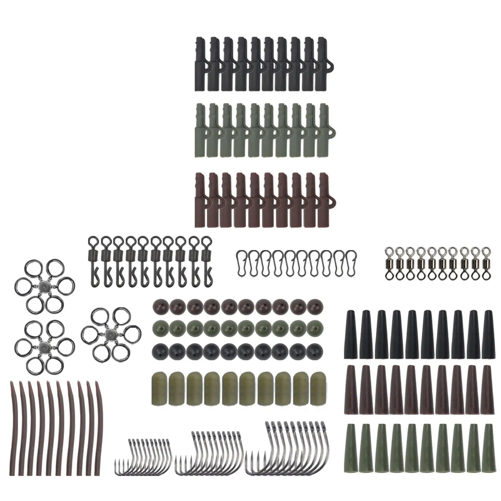 

Carp Fishing Tackle Kit with Storage Box Rolling Swivel Hooks Accessories