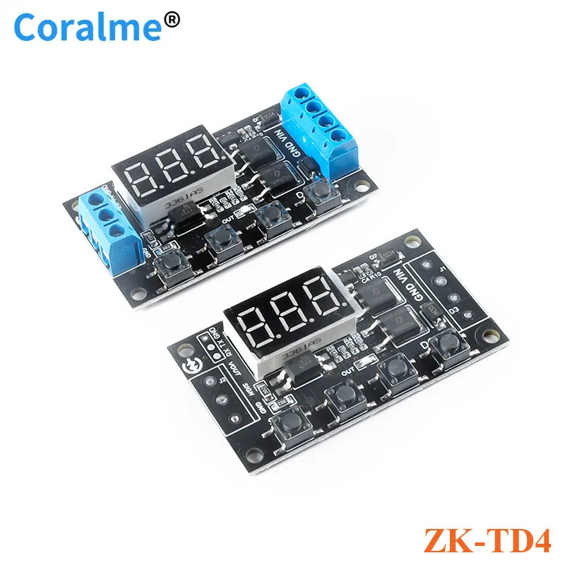 

ZK-TD4 DC 5V-30V MOS Trigger Cycle Timer Delay Board Module Turn On/Off Relay Module with LED Digital Tube Display 0.1~999 min