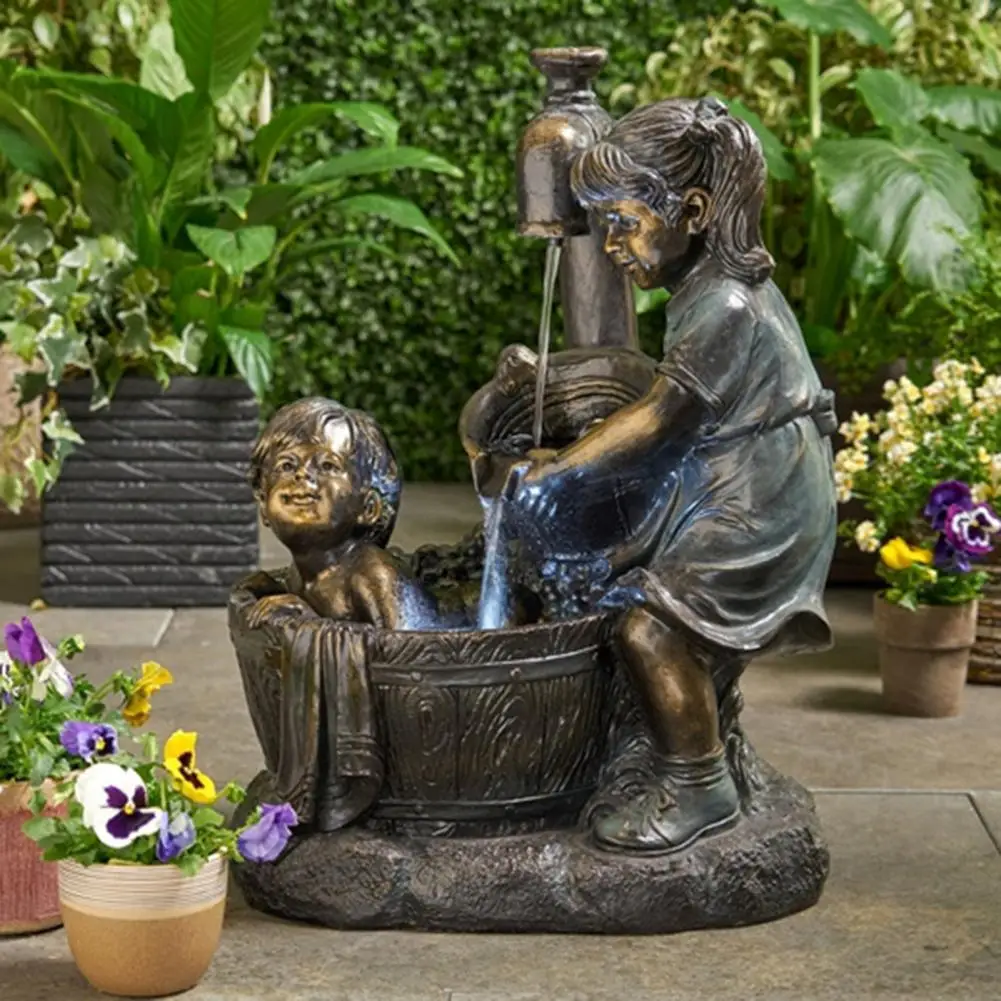

Heat Sell Interesting Retro Garden Statue Kids Shape Resin Exquisite Fountain Figurine For Outdoor Garden Decoration Ornaments