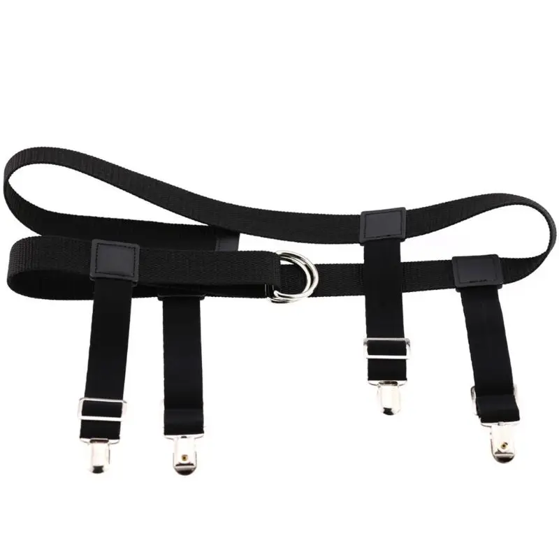 

Unisex Elastic Waist Belt with Garter Suspender Clip Stocking Pants Holder Strap