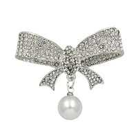 new arrival rhinestone bow brooch drop simulated pearl bowknot brooches pins for women wedding party jewelry accessories