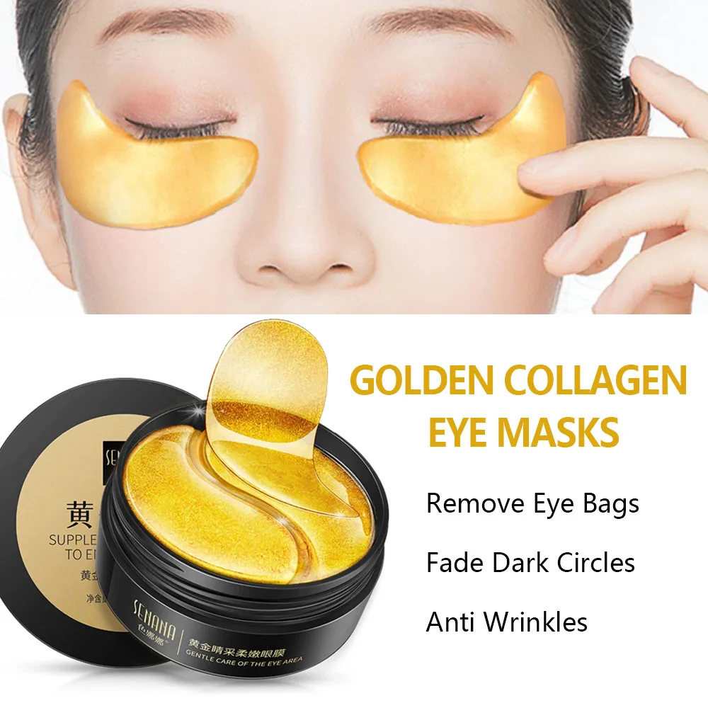 Skincare Products 24K Gold Hyaluronic Acid Mask Remove Dark Eye Circles Collagen Patches Korean Face Care Product Beautiful
