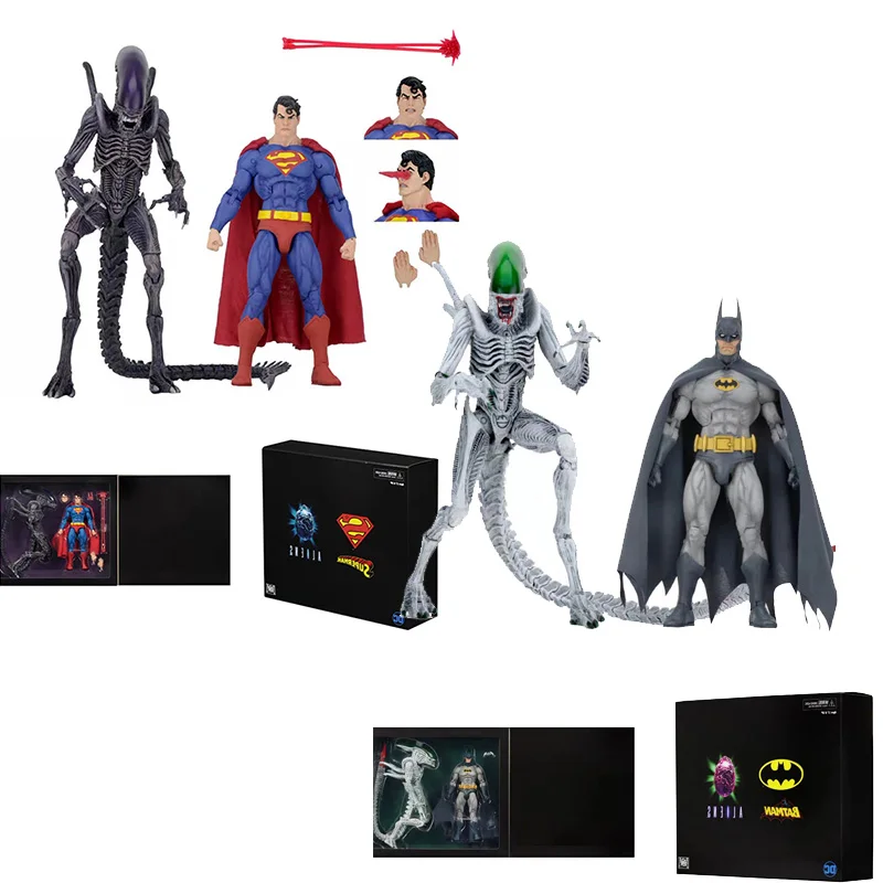 Original Bruce Wayne Supermen VS Alien Xenomorph NYCC 2019 Action Figure Collectible Model Toys 2pcs/set Present For Kids