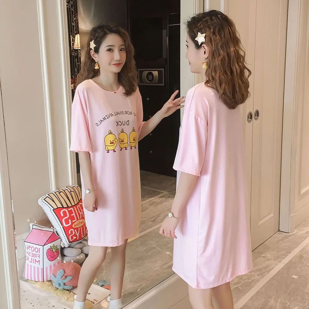 

Summer Nightdress Wome's Short Sleeves Nightgowns Cartoon Cute Sleepwear home clothes pijama feminino pyjama pour femme Freeship