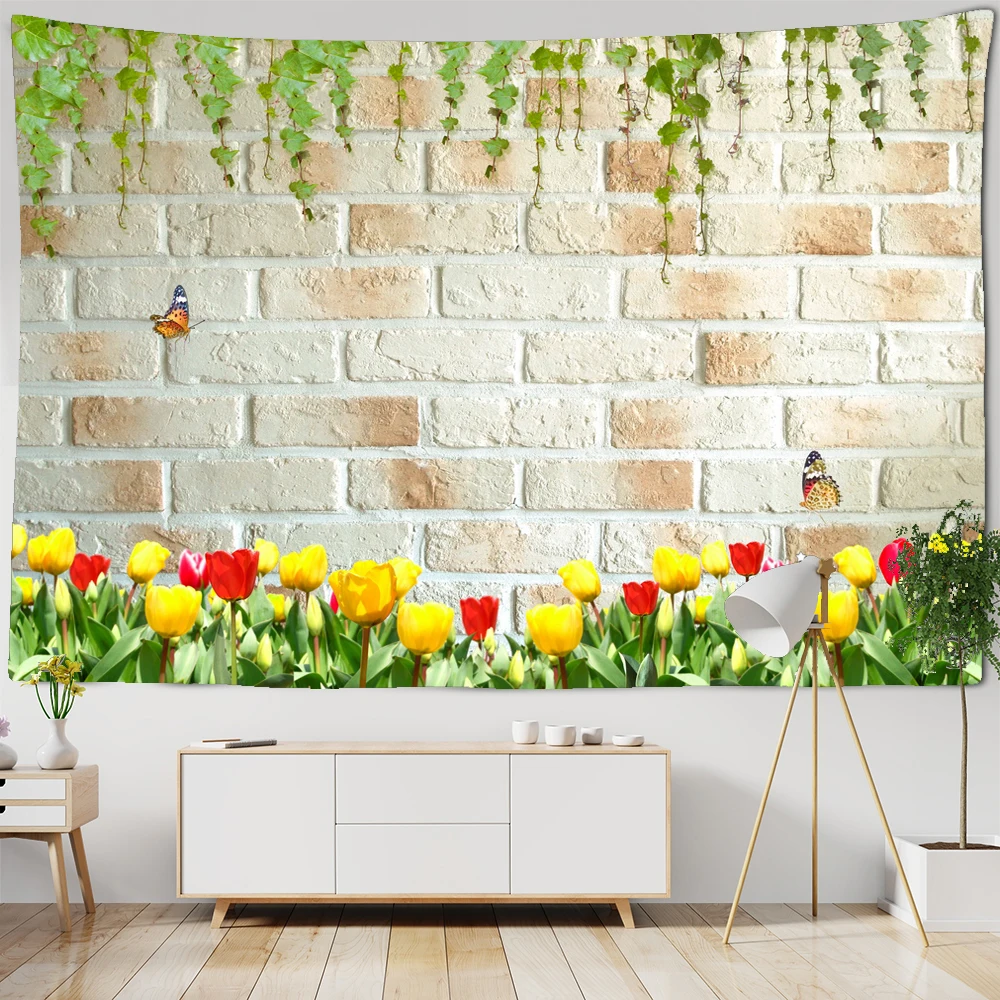 

Flowers landscape Style Wall Tapestry Wall Hanging Garden Scenery Home Decoration Tapestries Bedroom Illustration Wall Cloth