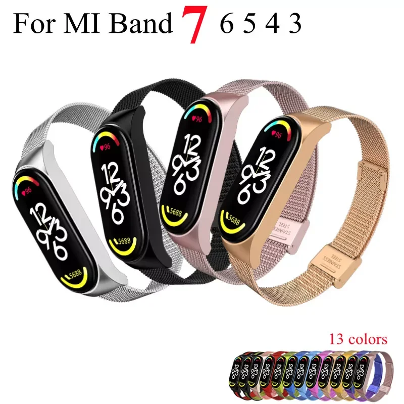 

Metal Strap bracelet for Xiaomi mi band 7 6 5 3 4 strap Stainless Steel MiBand 4 Wrist Strap for xiao mi miband 4 3 straps