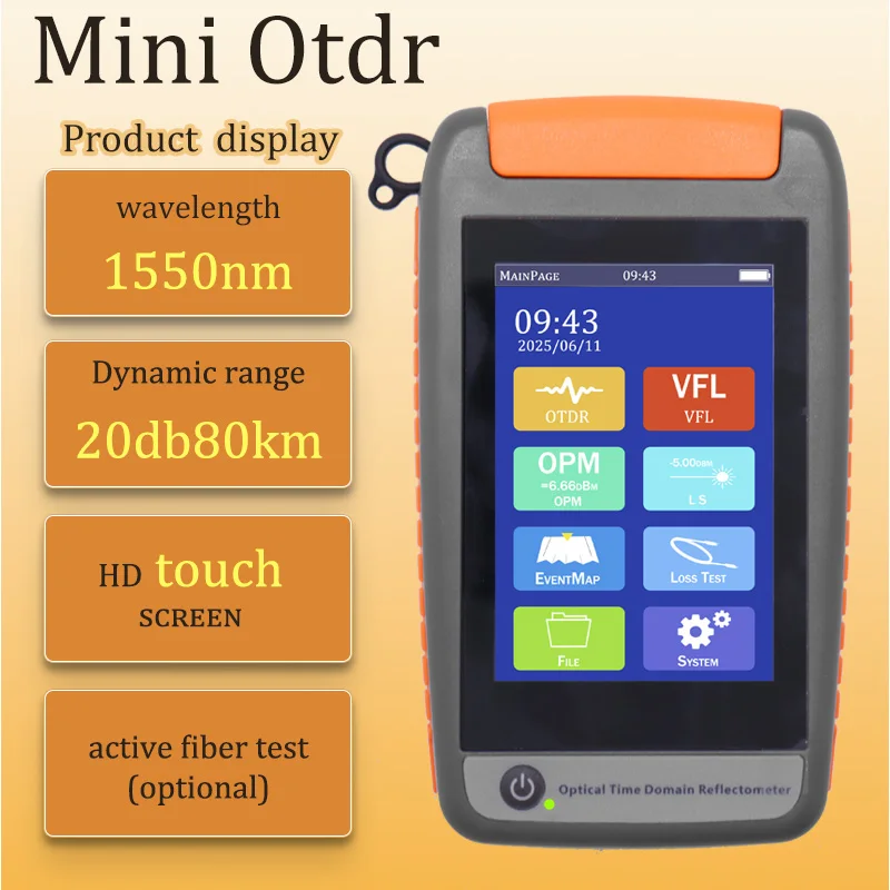 Фото Мини-OTDR Активный оптоволоконный рефлектометр 1550 нм и VFL OLS OPM EventMap 20 дБ 60/80 кмMini Otdr №1
