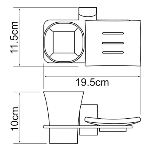 Держатель мыльницы и стакана WasserKRAFT Exter K-5226 (Материал: Стекло/Металл цвет: