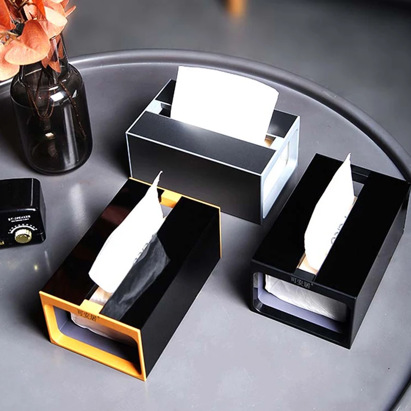 

Luxury Light Luxury Paper Towel Box Hotel Restaurant Homestay Creative Simple Metal Drawout Paper Box Home Decoration