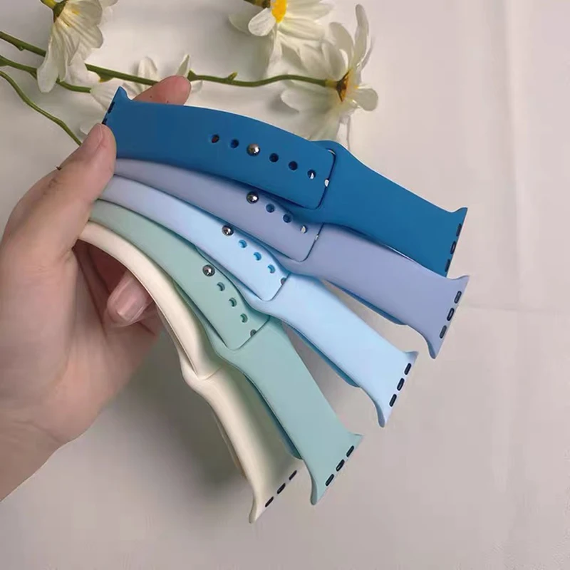 Silicone Strap For Apple Watch Band 42mm 45mm 38mm 44mm 40mm Smartwatch Rubber Sports Watchband Bracelet iWatch Series 8 7 6se53