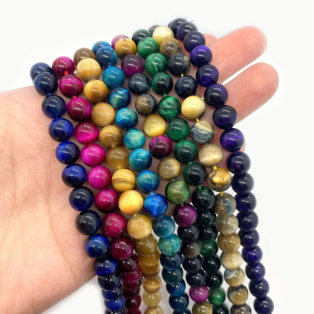 

Colorful Tiger Eye Round Beads Spaced Beads for Jewelry Making DIY Bracelet Necklace Accessories Beautiful Beads 6/8/10mm