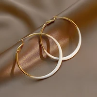 fashion hoop earrings french circle flash for women girls metal chain jewelry ladies classic trendy gift wedding party