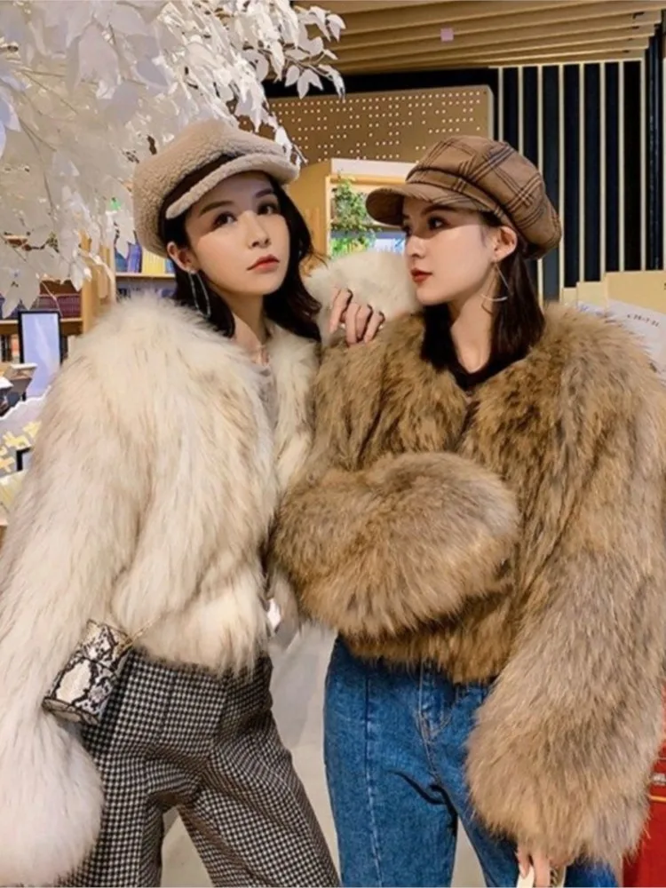 

Короткие куртки для женщин Elehant однотонная верхняя одежда высокого качества 2022 зимняя женская утолщенная теплая меховая куртка из искусственного меха