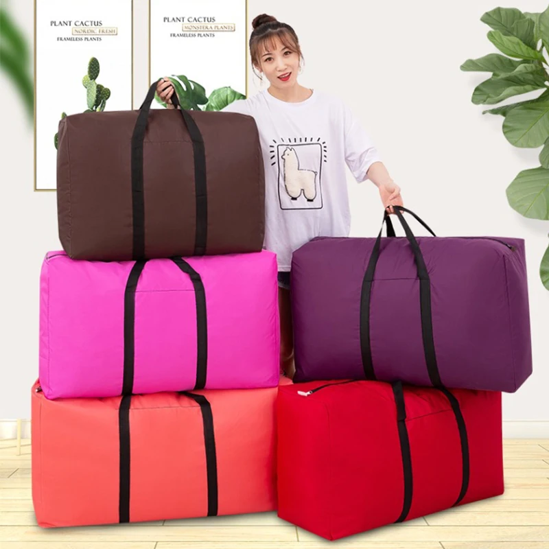 

Solid Color Clothing Storage Bag Large Capacity Package Organizer Wardrobe Handbag Travel Portable Waterproof Thicken Moving
