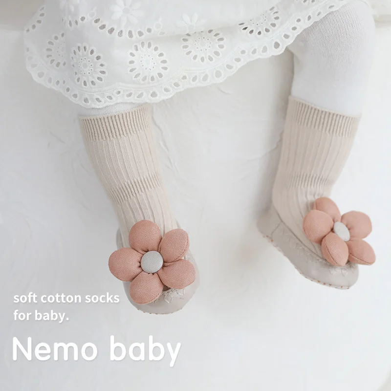 

Infant Baby Sock Shoes Cute Korean Fashion Floral Sock for Newborn Baby Girl Spring Autumn Cotton Non-slip Floor Sock forToddler