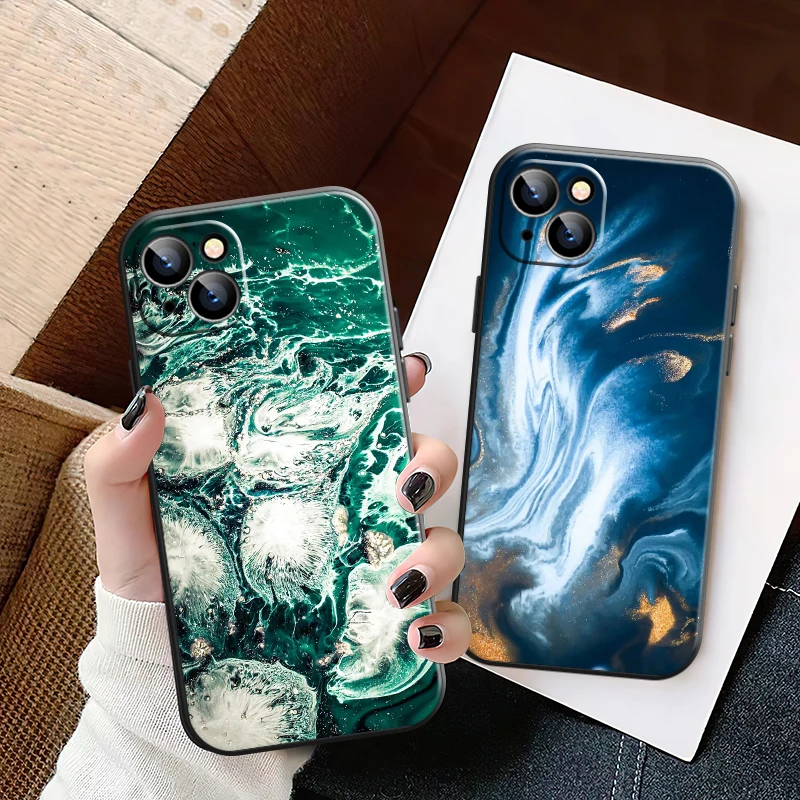 

Luxury Marble Phone Case For iPhone 11 12 13 Pro MAX 6 6S 7 8 Plus X XS XR Mini SE 2020 Back Soft Silicone Cover Coque Black