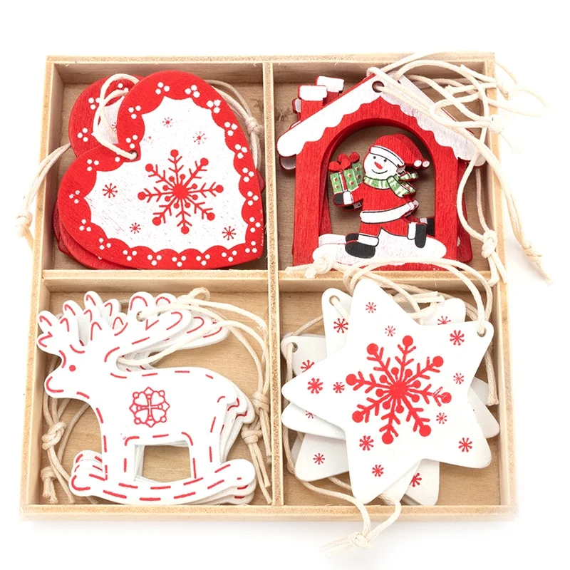 

16Pcs Wooden Christmas Tree Toys Articles For Chirstmas Hanging Ornaments Xmas Decor For Home Party Wedding New Year