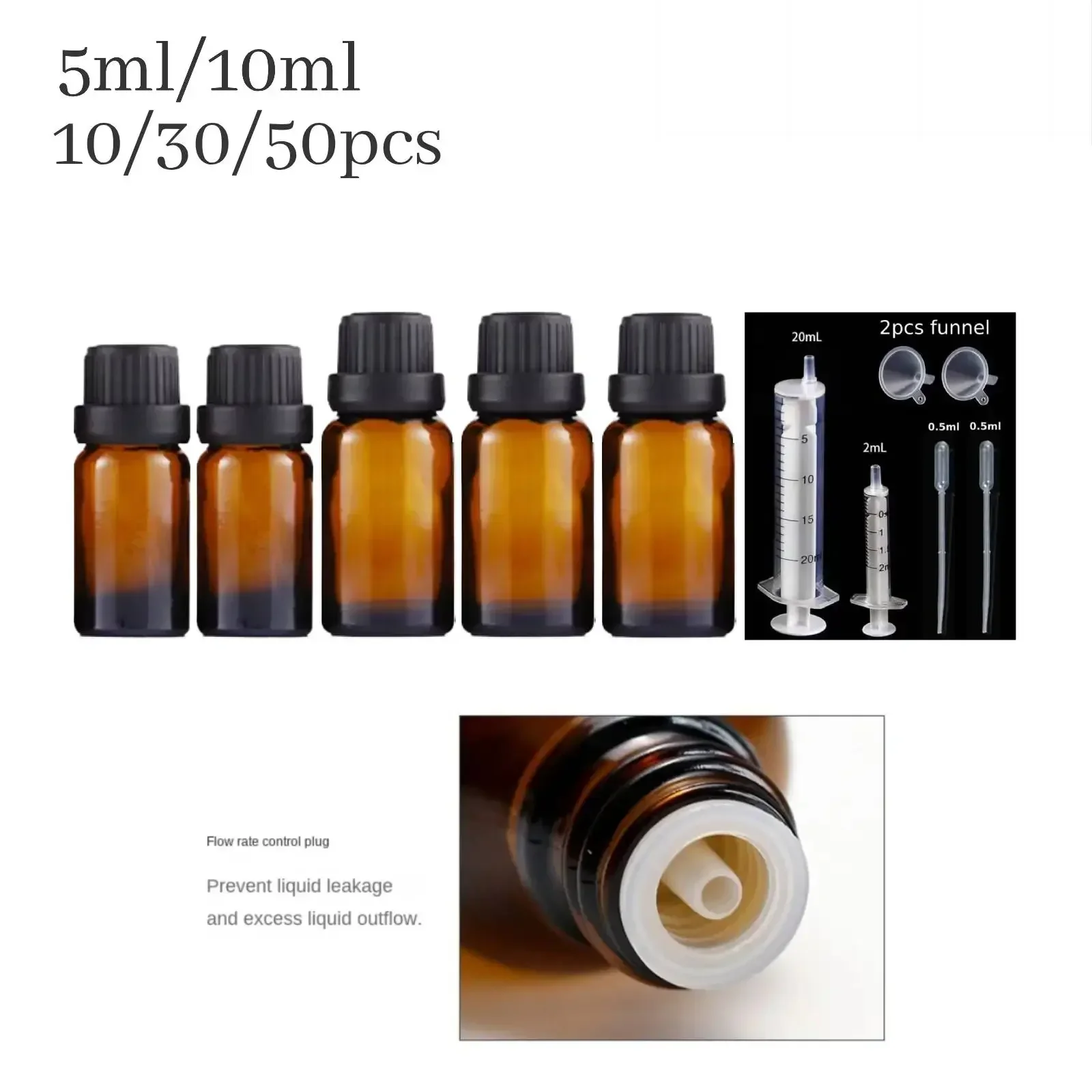 10pcs/30PCS 5ML/10ML янтарь коричневый капля бутылка массажное масло пипетка стекло