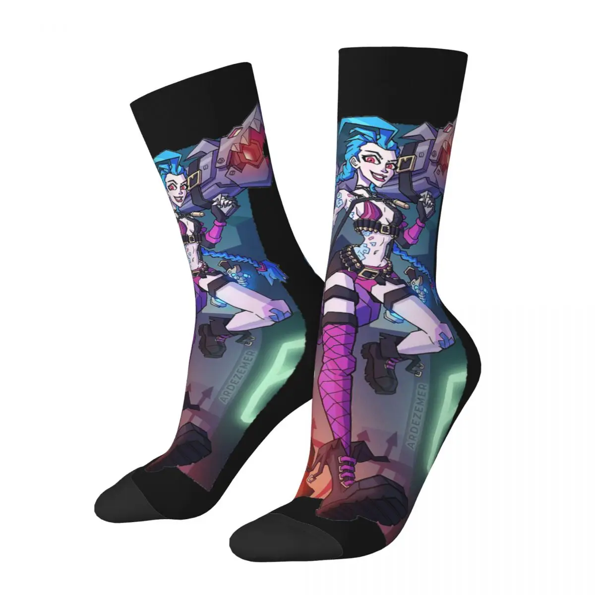

Funny Crazy Sock for Men Jinx Hip Hop Harajuku Jinxed Happy Seamless Pattern Printed Boys Crew compression Sock Novelty Gift