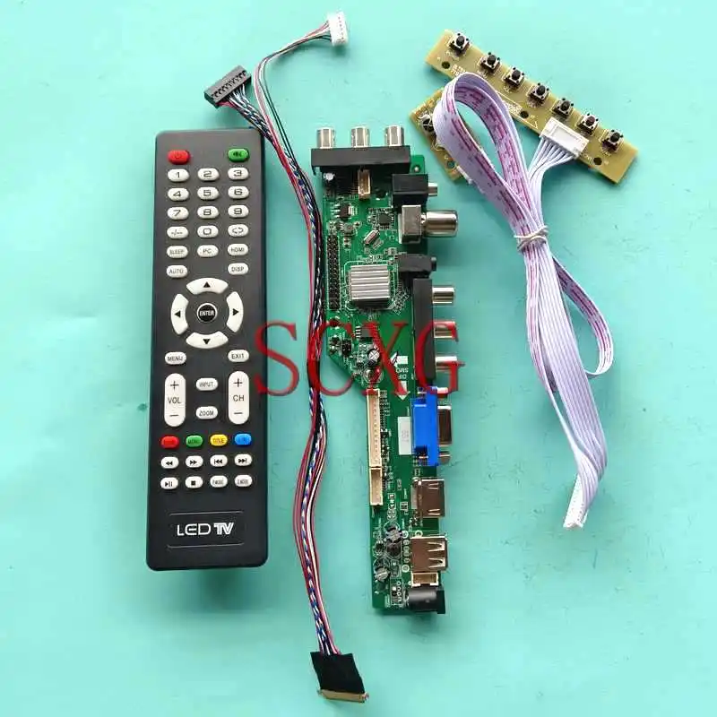 

DVB Digital LCD Matrix Controller Board Fit CLAA140WB01 CLAA140WB11A Kit VGA HDMI-Compatible 14" 40 Pin LVDS AV RF USB 1366*768