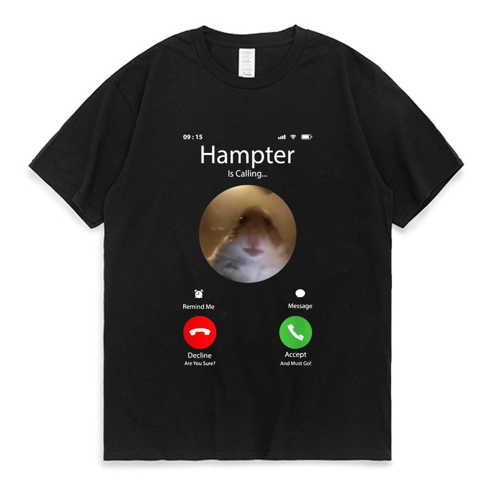 

Dank Meme Hamster Staring Front Camera Hampter Calling T Shirt for Men Women Cute Oversized Graphics T-shirt 100% Cotton Tees