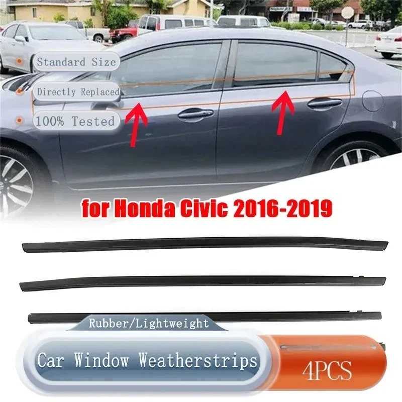 Фото Для Honda Civic 2006-2019 автомобильные уплотнители резиновый ремень уплотнительная лента для оконного стекла внешний герметик уплотнитель двери автомобиля протектор отделки №1
