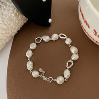 minar vintage genuine freshwater pearl beaded bracelet for women broken silver chain charm bracelets statement daily accessories