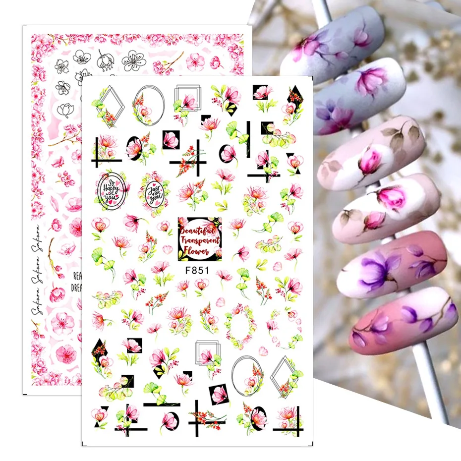 

Summer Fresh Roses Sunflowers Tulips 3D Nail Stickers Nail Accessories Nail Parts Color Flower Stickers Nail Art Supplies