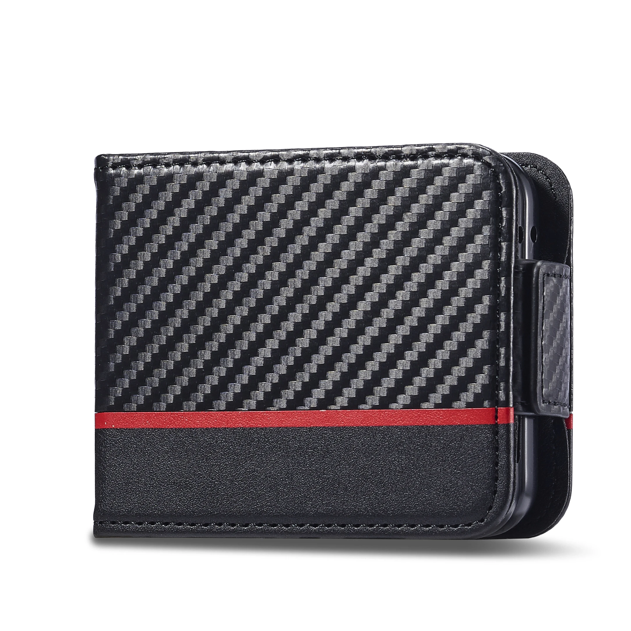 LC.IMEEKE Магнитный кожаный чехол для Samsung Z Flip 6 чехол-бумажник из углеродного волокна